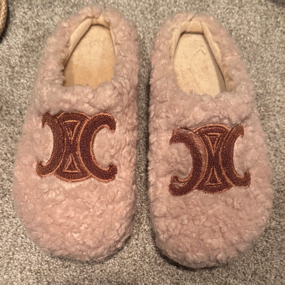 Cozy Fleece Slippers with Brown Logo